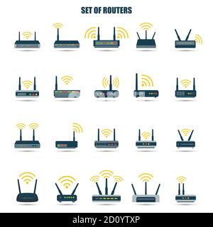 Router flat icon. Vector router. Router and signal symbol. Wi-Fi router Stock Vector