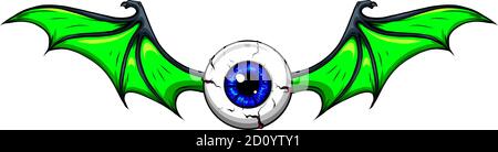 Vector illustration of Tattoo Flying Eyeball design Stock Vector