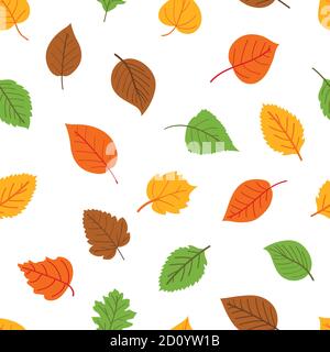 Seamless pattern with autumn leaves, yellow, brown, green and orange. Ideal for wallpapers, gift paper, patterns, web page background, autumn cards Stock Vector