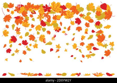 Autumn leaves borders. Nature design elements set. Fall maple leaves for decoration Stock Vector