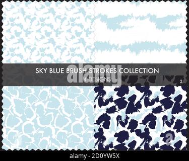 Brush strokes pattern collection includes 4 designs for fashion prints, graphics, backgrounds Stock Vector