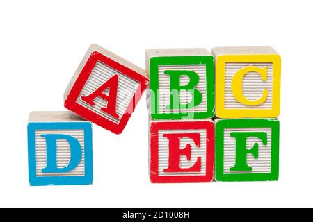 Wooden alphabet blocks isolated on white background. High quality photo Stock Photo