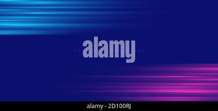 Abstract blue and pink neon color light effect horizontal background. Vector illustration Stock Vector