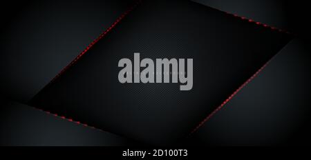 Abstract black metallic with red shiny light layout modern technology design template background. Vector illustration Stock Vector