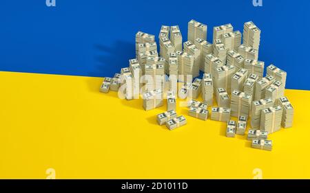 Stacks of 100 Dollar banknotes on Hong Kong national flag. 3D Rendering ...