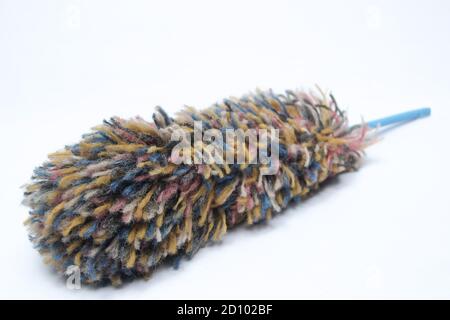 Dirty duster isolated on white background. household clean tools Stock Photo
