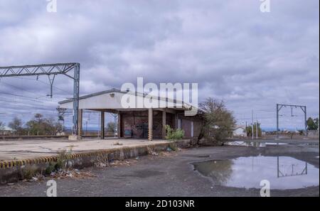 Leeu Gamka, South Africa - derelict railway station in this small town in the central Karoo in the Western Cape Stock Photo