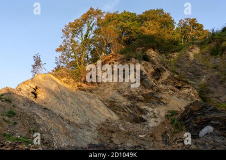 A view of cliffs in the sunshine, near Combe Martin, North devon Stock Photo