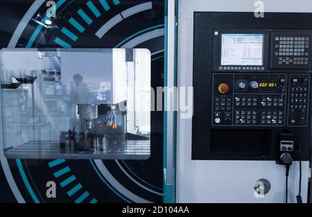 High precision CNC machining center. Industrial metalwork machinery Stock Photo