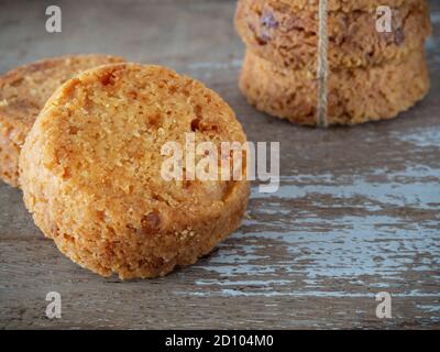 homemade almond cookies on rustic background Stock Photo