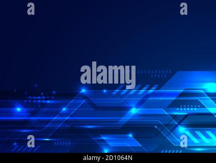 Abstract technology concept lighting effect on dark blue background ...