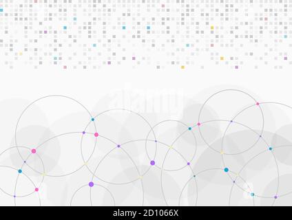 Abstract background light gray white pixel data and circle digital transfer. Vector illustration Stock Vector