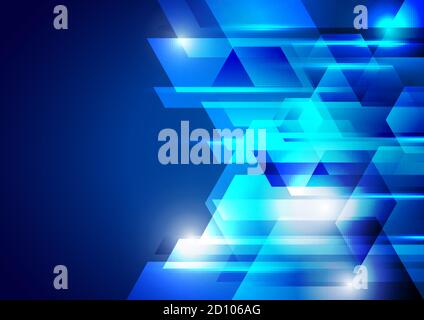 Abstract blue geometric hexagon corporate technology design with glowing light background. Vector illustration Stock Vector