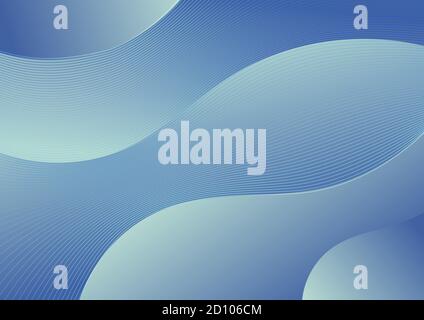 Abstract blue gradient wave shape background with lines. Vector illustration Stock Vector