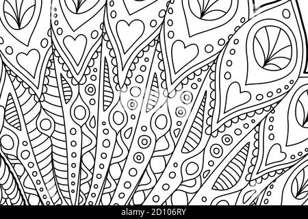 Beautiful coloring book page with monochrome linear art Stock Vector