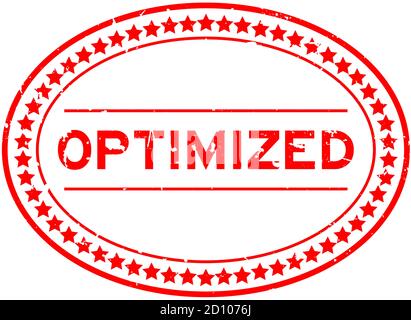 Grunge red optimized word oval rubber seal stamp on white background Stock Vector