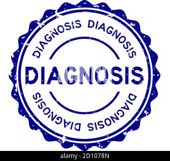 Grunge blue diagnosis word round rubber seal stamp on white background Stock Vector