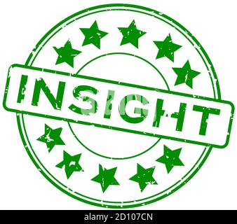 Grunge green insight word round rubber seal stamp on white background Stock Vector