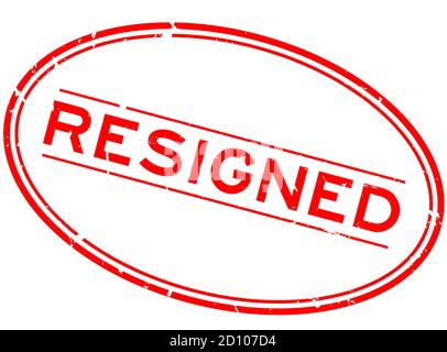 Grunge red resigned word oval rubber seal stamp on white background Stock Vector
