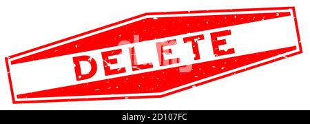 Grunge red delete word hexagon rubber seal stamp on white background Stock Vector