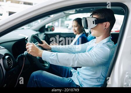 Virtual reality test drive Stock Photo