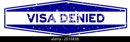 Grunge blue visa approved word round rubber seal stamp on white ...