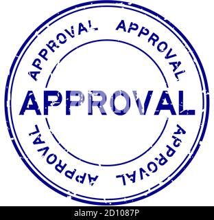Grunge blue approval word round rubber seal stamp on white background Stock Vector