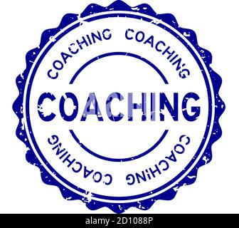 Grunge blue coaching word round rubber seal stamp on white background Stock Vector