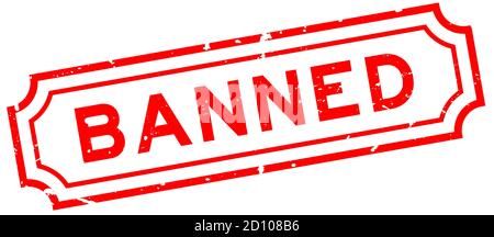 Grunge red banned word square rubber seal stamp on white background Stock Vector