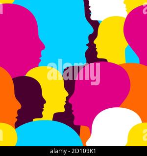 Crowd of people seamless pattern. Background Stock Vector