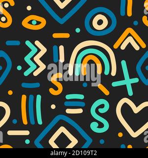 Naive simple seamless pattern with hand drawn abstract shapes Stock Vector