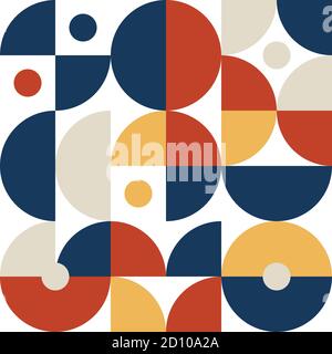Retro pattern in style of 60s, 70s. Bauhaus seamless color geometric background Stock Vector