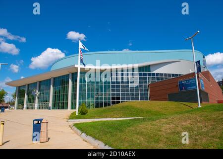 SNHU Arena at 555 Elm Street in downtown Manchester, New Hampshire NH, USA. This arena hosts NCAA Hockey Northeast Regional playoffs. Stock Photo