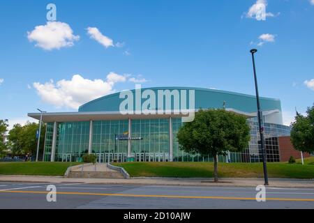 SNHU Arena at 555 Elm Street in downtown Manchester, New Hampshire NH, USA. This arena hosts NCAA Hockey Northeast Regional playoffs. Stock Photo