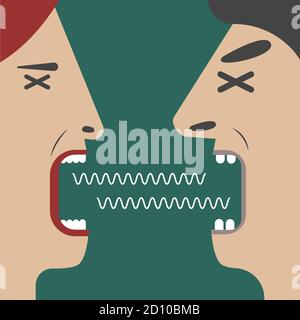 Man and woman yelling at each other. Quarrel between husband and wife Stock Vector