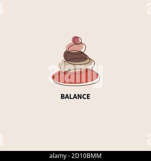 Balance and meditation simple icon with stones. Logo for spa or yoga studio Stock Vector