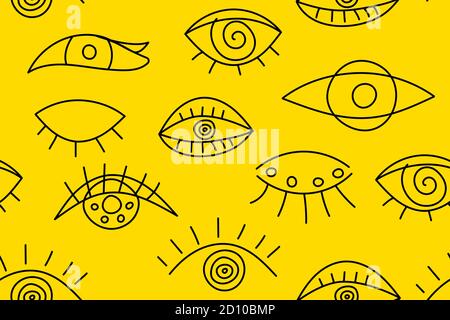 Seamless abstract fashion pattern with line eyes Stock Vector