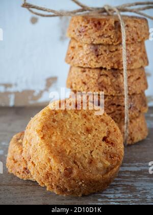 homemade almond cookies on rustic background Stock Photo