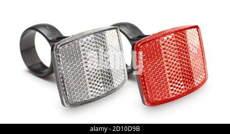Two plastic reflectors for a bicycle isolated on white.