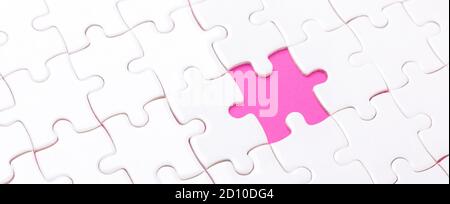 Missing piece of puzzle on white background - Image Stock Photo