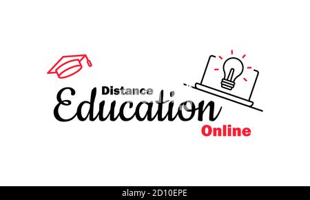 Distance education icon. Studying at home. Online course, webinar, lesson. Vector on isolated white background. EPS 10 Stock Vector
