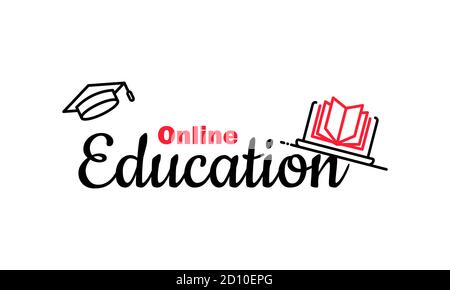 Online education icon. Distance learning. Tutorial video, course, webinar. Vector on isolated white background. EPS 10 Stock Vector