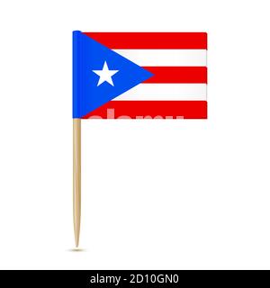 Puerto Rico. Flag toothpick on white background 10eps Stock Vector