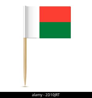 flag of Madagascar toothpick on white background Stock Vector