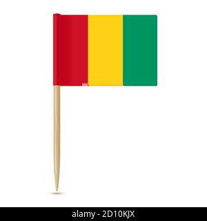 Flag of Guinea. Flag toothpick on white background Stock Vector