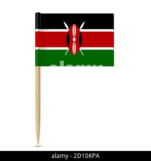 Flag of Kenya. Flag toothpick on white background Stock Vector