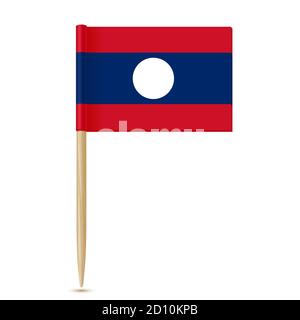 Flag of Laos. Flag toothpick on white background Stock Vector