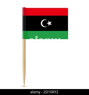 Flag of Libya. Flag toothpick on white background Stock Vector