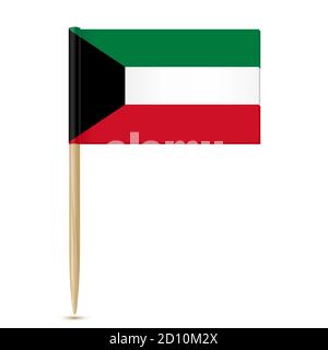Flag of Kuwait. Flag toothpick on white background Stock Vector