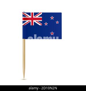 Flag of New Zealand toothpick on white background Stock Vector